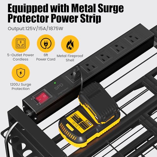 Surge Protector Rack - 4-Tier Metal Wall-Mounted Tool Storage Rack