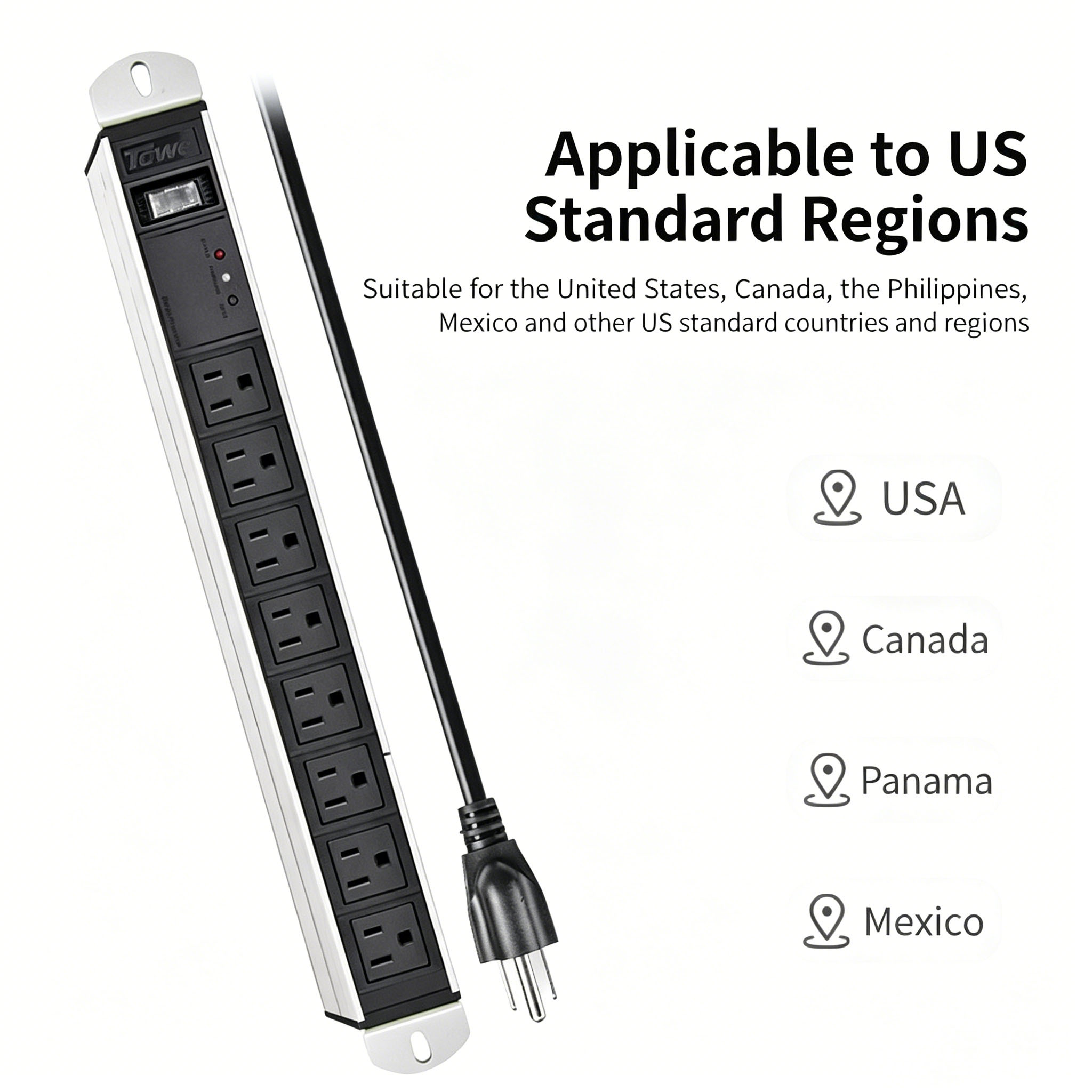 Surge Protector Rack - TOWE US Standard PDU Power Strip