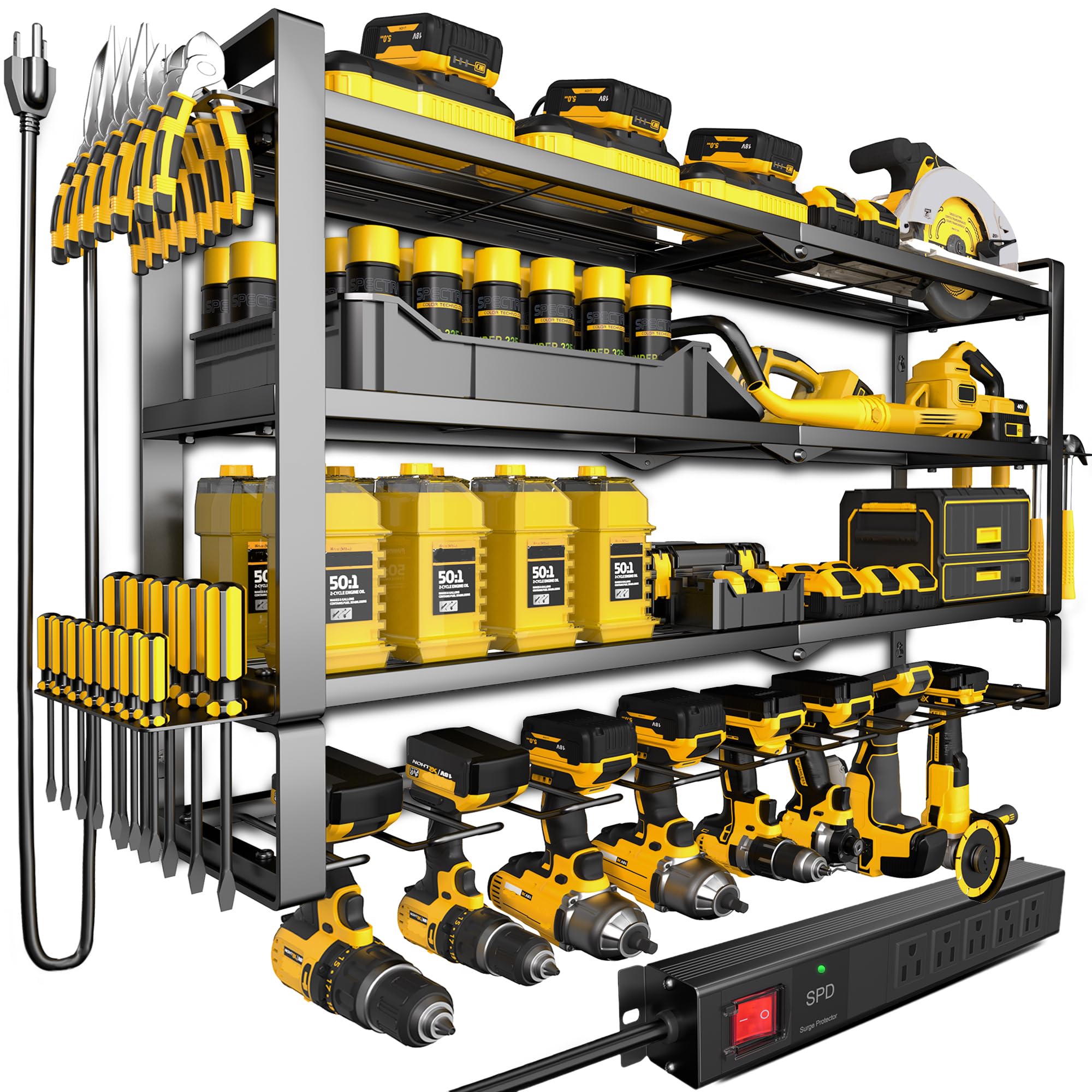 4-Tier Metal Wall-Mounted Tool - Surge Protector Rack 评论和价格