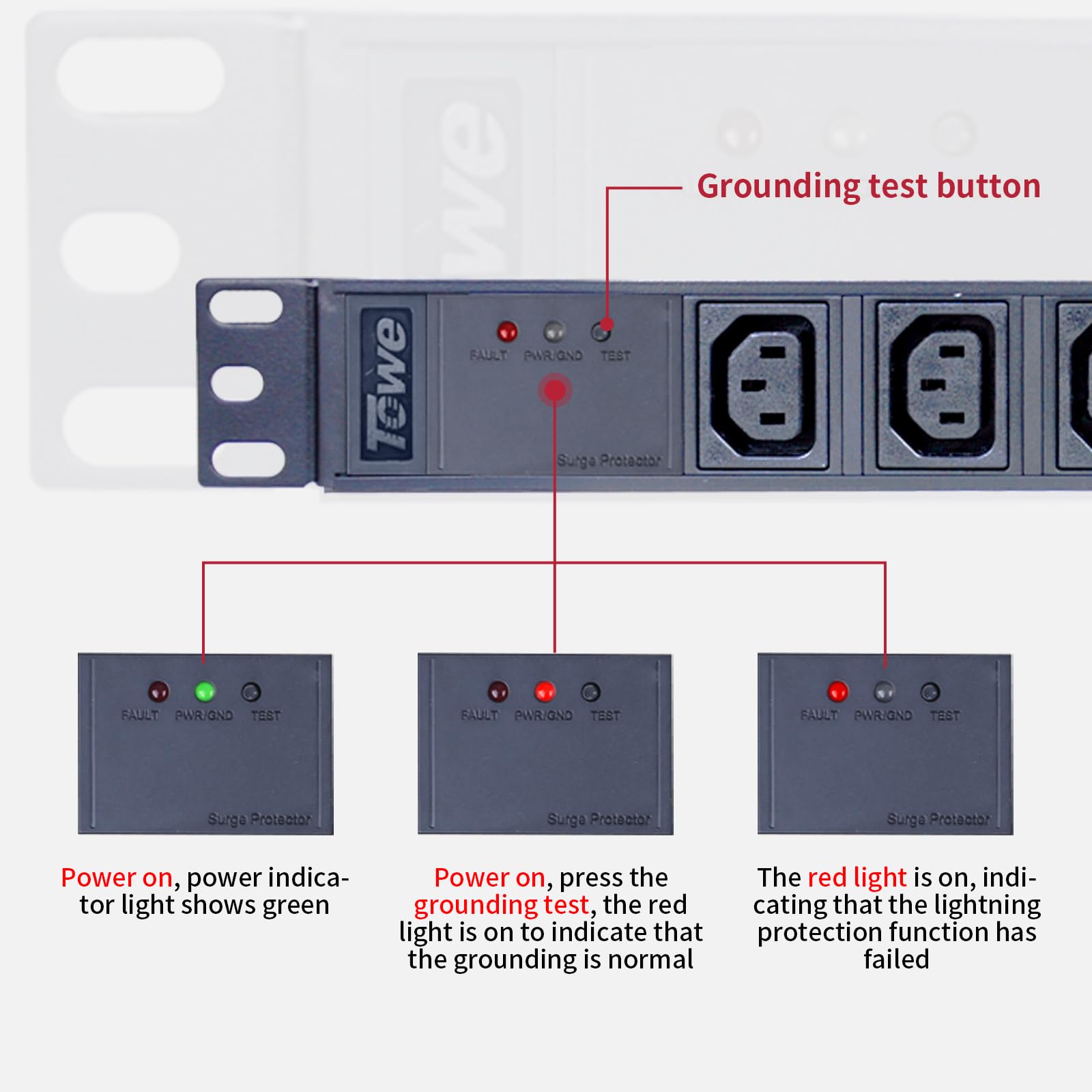 TOWE 8 Outlet IEC C13 Metal PD - Surge Protector Rack 评论和价格