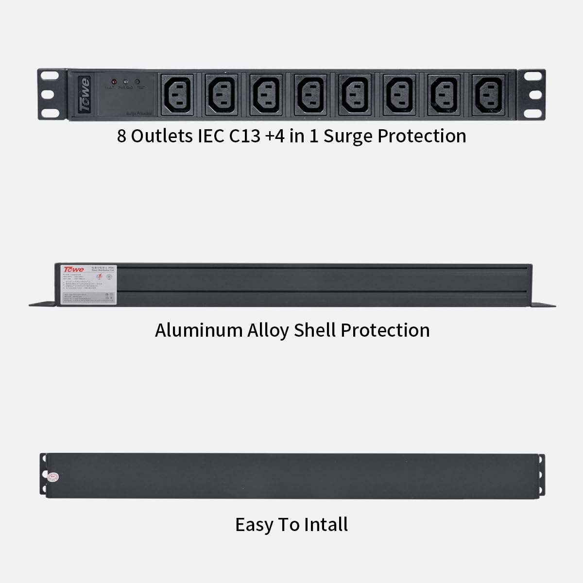 TOWE 8 Outlet IEC C13 Metal PD - Surge Protector Rack 评论和价格